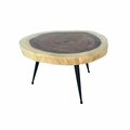 Afd Home Teak Round Coffee Table with Iron Leg 12016368